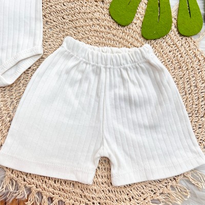 Conj. Body m/curta e Short Canelado - Off White